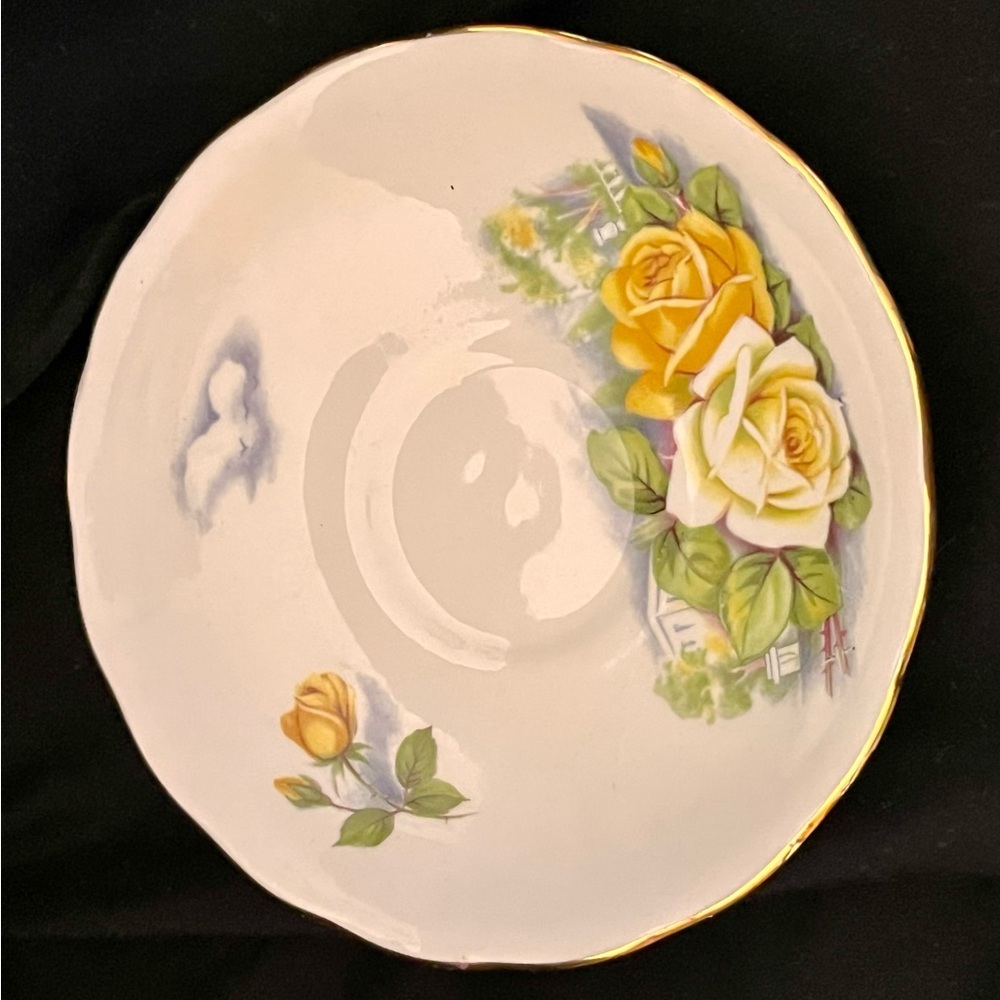 VTG Gainsborough England Fine Bone China Yellow Rose Teacup & Saucer Set Gilded - Picture 8 of 17